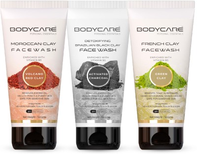 My Bodycare personal essantials Skin Moisturizer Moroccan Red Clay Facewash + Skin Pollution Control Activated Charcoal Facewash + Skin Purifying Geen Clay Facewash Skin Treatment With Unisex Natural Facewash Combo Kit Enriched With Vitamin B5 Free From Sulphate,Paraben, Artificial Color & Silicone 