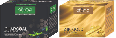AlAroma Leafs 24K GOLD BLEACH CREAM WITH CHARCOAL BLEACH CREAM (PACK OF 2)(650 g)