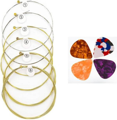 Music Mantra Acoustic GUITAR STRINGS WITH PICKS Guitar String(6 Strings)