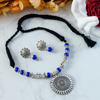 SHUBHAM JEWELLERS Oxidised Silver Silver Multicolor Jewellery Set(Pack of 1)