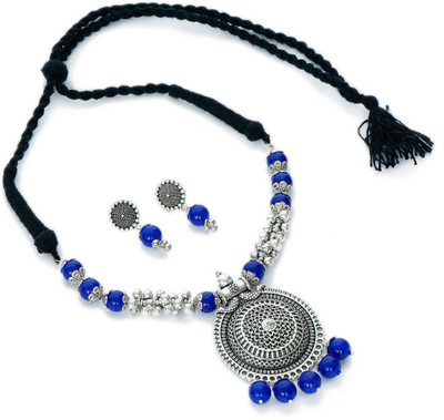 SHUBHAM JEWELLERS Oxidised Silver Silver Multicolor Jewellery Set(Pack of 1)