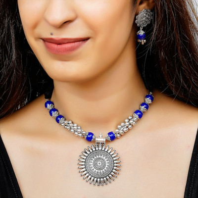Koolbug Oxidised Silver Silver Blue Jewellery Set(Pack of 3)