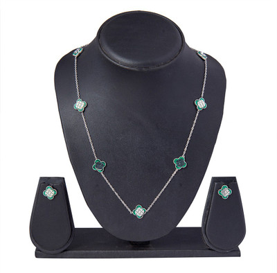 Moon Dust Brass Rhodium Green, Silver Jewellery Set(Pack of 1)