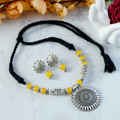 SHUBHAM JEWELLERS Oxidised Silver Silver Multicolor Jewellery Set(Pack of 1)