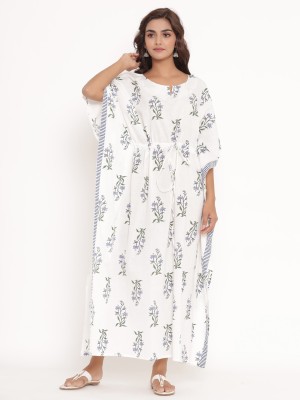 Fabriko Floral Print Pure Cotton Women Kaftan