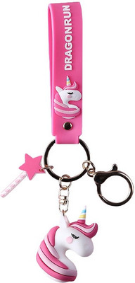 DSR Unicorn Keychains Rubber 3D Heavy keychain Cute Anime Horse Key Chain Kids Toy Pendant KeyRings Gifts-RED Key Chain