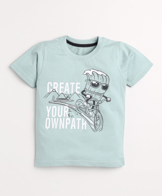 TOONYPORT Boys & Girls Typography Pure Cotton Regular T Shirt(Grey, Pack of 1)