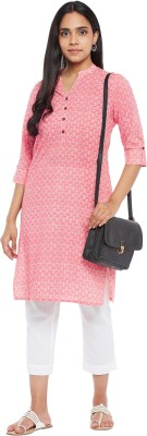 Rangmanch by Pantaloons Women Printed Straight Kurta(Pink)