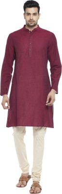 Indus Route by Pantaloons Men Solid Straight Kurta(Maroon)