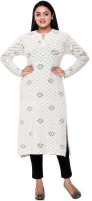 PIPASA WOMEN Women Woven Design Straight Kurta(White)