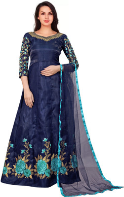 BPN ENTERPRISE Embroidered Semi Stitched Lehenga Choli(Blue)