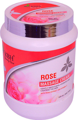 kbh Rose Body Butter Massage Cream 1Kg with Rose water and Vitamin E Intensive Nourishment | 8 hours moisture lock | Skin Whitening(1 kg)