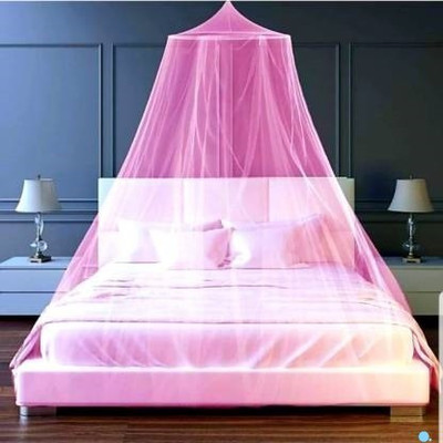 VD Enterprise Polyester Adults Washable Double bed Pink color Polyester Mosquito Net Mosquito Net(Pink, Ceiling Hung)