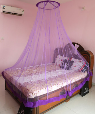 VD Enterprise Polyester Adults Washable Double bed Purple color Polyester Mosquito Net Mosquito Net(Purple, Ceiling Hung)