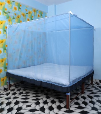 Fabrachana Cotton Adults Washable FAB 756-Blue Mosquito Net(Blue, Bed Box)