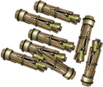 Trishul Nut & Bolt Set Anchor Fasteners,Size 8 mm, Pack of 12 PCS (Gold)(Brass)