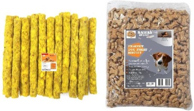 SAWAY Saway Dog Calcium Treats Dog Dry Small Biscuits 250gr,Rawhide Chicken Munchy Stick (Yellow) 250gr (Pack of 500Gr) Mutton, Vegetable 0.5 kg Dry Adult, New Born, Senior, Young Dog Food