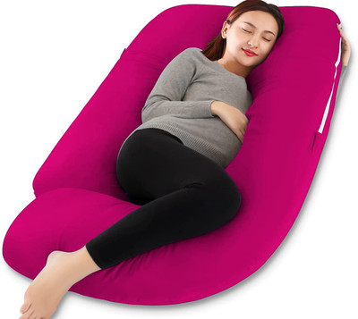 Daddy Cool Premium Lyte G Shaped Cotton Microfibre Solid Pregnancy Pillow Pack of 1(Rani Pink)