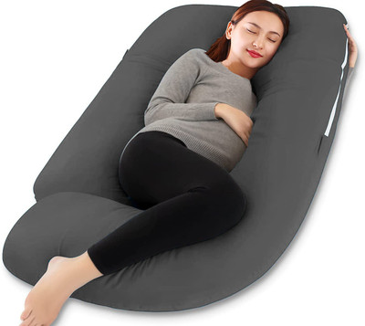 Daddy Cool Premium Lyte G Shaped Cotton Microfibre Solid Pregnancy Pillow Pack of 1(Grey)