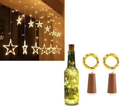 blue penguin 12 LEDs 2.79 m Yellow Flickering Star Rice Lights(Pack of 1)