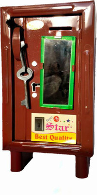 crafthub Almirah Style Coin Box Piggy Bank Gullak for Kids 3 Compartments with 2 Keys Color May Vary Safe Locker(Key Lock)