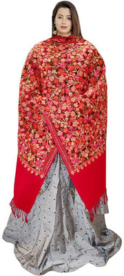 Radha Madhav Enterprise Wool Embroidered Women Shawl(Maroon)