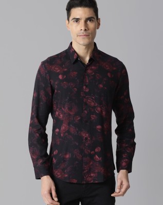 RARE RABBIT Men Floral Print Casual Black Shirt