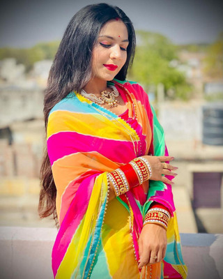 Sonika Fashions Ombre Leheria Georgette Saree(Multicolor)