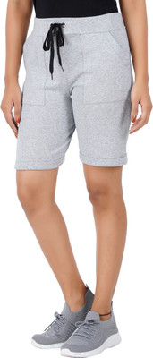 Thirteen Eleven Solid Women Grey Regular Shorts