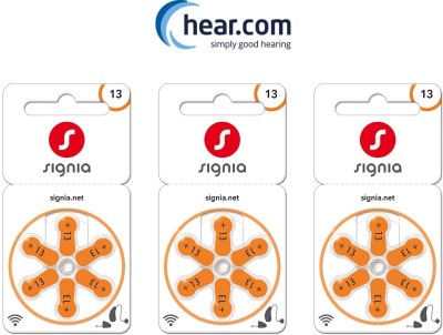 Signia Hearing Aid Battery 13- Pack of 18 Batteries 10966599-Hear.com Stethoscope Case(Orange)