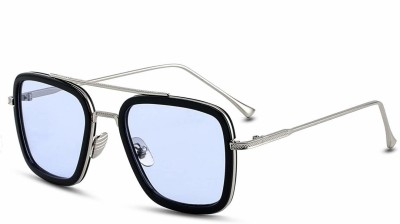 Black Jones Rectangular Sunglasses(For Men & Women, Blue)