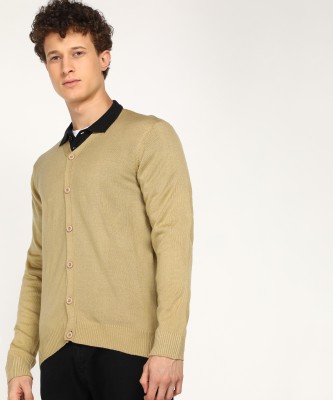 Next Look by Raymond Solid V Neck Casual Men Brown Sweater