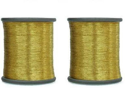 PMW 0.1 MM Gold Zari Metallic ThreadThread - 1000 m - Pack of2 Embroidery Hoop(Pack of 2)