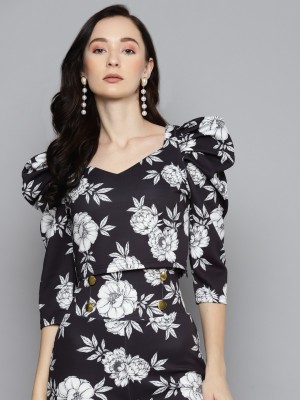 SASSAFRAS Casual Printed Women White, Black Top