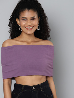 SASSAFRAS Casual Solid Women Purple Top