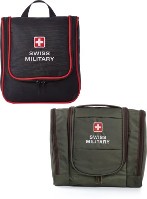 SWISS MILITARY Combo of Black and Green (TB1+TB2) Travel Toiletry Kit(Black)