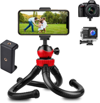 Ancestors 12 Inch Snake Tripod Compatible Portable Flexible Cell Phone Tripod Stand for iPhone and Samsung Android Smart Phone with Remote and Universal Clip 360° Rotating ( TRIPOD | REMOTE | HOLDER CLIP ) COMBO Tripod(BLACK,RED, Supports Up to 1500 g)