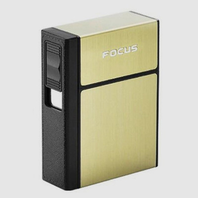 Explorer ™ Detachable and Rechargeable Flameless Lighter with 20 Cigarette Storage Space Box | Windproof And Flameless | 20 Cigarette Storage Space | Package Include : 1 Flameless Lighter And 1 Micro USB Charging Cable Cigarette Lighter, USB Cable(Golden)