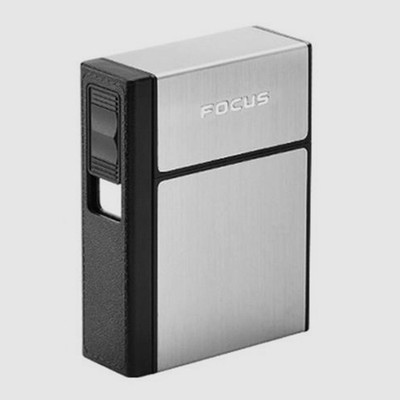 Explorer ™ Detachable and Rechargeable Flameless Lighter with 20 Cigarette Storage Space Box | Windproof And Flameless | 20 Cigarette Storage Space | Package Include : 1 Flameless Lighter And 1 Micro USB Charging Cable Cigarette Lighter, USB Cable(Silver)