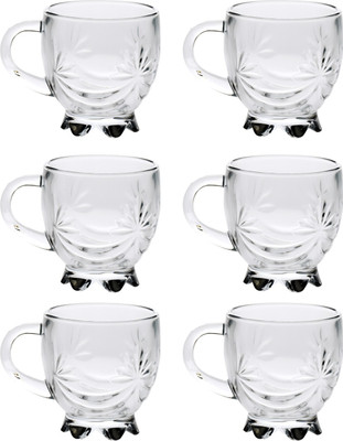 Somil New Designer Tea Cup_06 Glass Coffee Mug(110 ml, Pack of 6)
