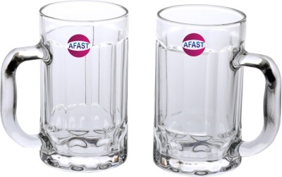 Somil (Pack of 2) Multipurpose Drinking Glass -B129 Glass Set Beer Mug(400 ml, Glass, Clear)