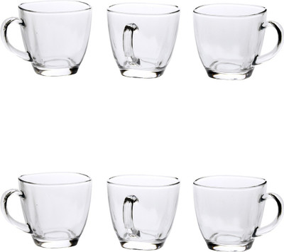 Somil New Designer Tea Cup_03 Glass Coffee Mug(110 ml, Pack of 6)