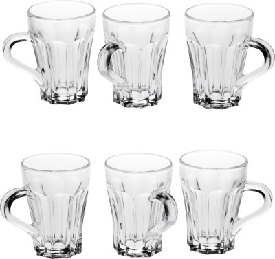 AFAST New Designer Tea Cup_01118 Glass Coffee Mug(145 ml, Pack of 6)