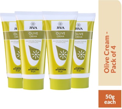 JIVA AYURVEDA Olive Cream - Anti-Wrinkle Formula - 50 g Each - Pack of 4(200 g)