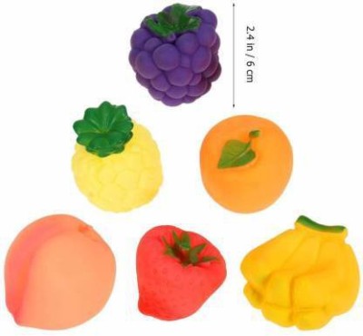 CountryLink Squeezy Toys Fruit 6 pcs Pack for Infants. The Sweet Musical Sound of The Squeezy Toy Makes Kids Happy and Makes Their Childhood Fun Filled Bath Toy(Multicolor)