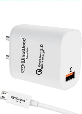 WineWood 18 W Qualcomm 3.0 3 A Mobile Charger with Detachable Cable(White, Cable Included)