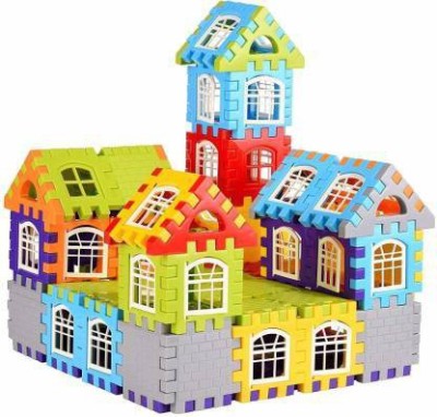 Livic Home 75+ pcs House Building Blocks with Attractive Windows Set Construction Puzzles Activity Game for Kids Toys for Boys, Girls, Children for 2,3,4,5,6,7+ Years - House Building Block(Multicolor)