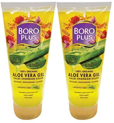 BOROPLUS Aloe Vera Gel with Haldi, Chandan & Kesar|Moisturised Skin Pack of 2(300 ml)