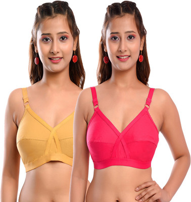 Viral Girl Women T-Shirt Non Padded Bra(Beige, Red)
