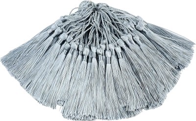 TIMESETL 50 Psc 13cm/5 Inch Silky Floss Craft Tassels, Latkan Handmade Tassel with Loop for Jewelry Making Souvenir, Bookmarks, DIY Craft Accessory (Gray) Brooch(Grey)